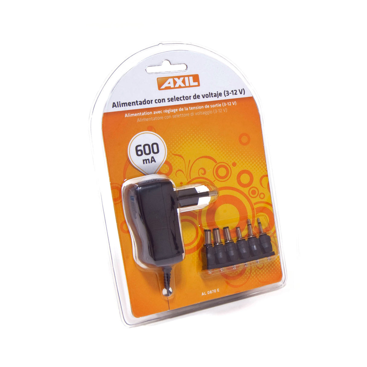 Alimentador con selector de voltaje (3-12 V) AL0870E de 600 mA