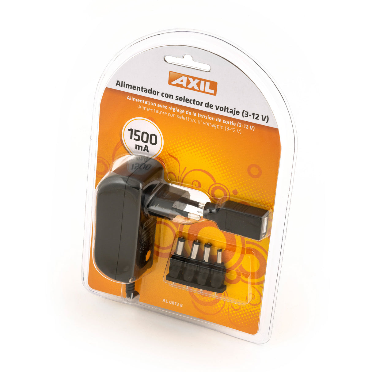 Alimentador con selector de voltaje (3-12 V) AL0872E de 1500 mA