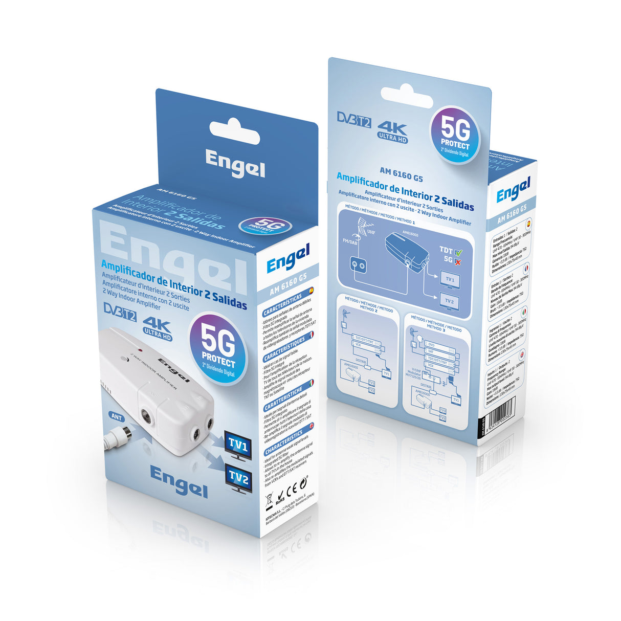 Amplificador de interior de 2 salidas AM6160G5 con filtro 5G PROTECT