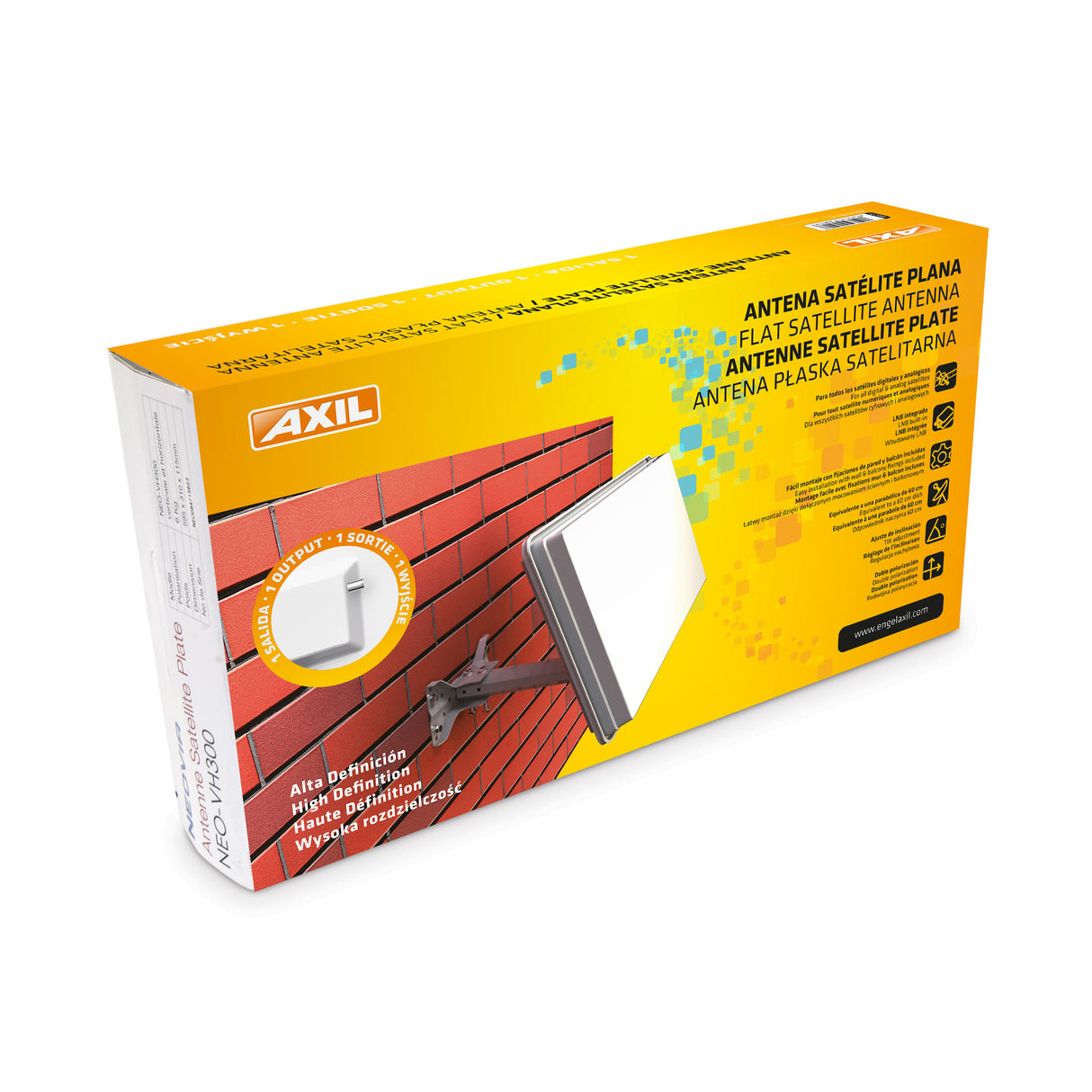 Antena de satélite plana AN7080 de 1 salida