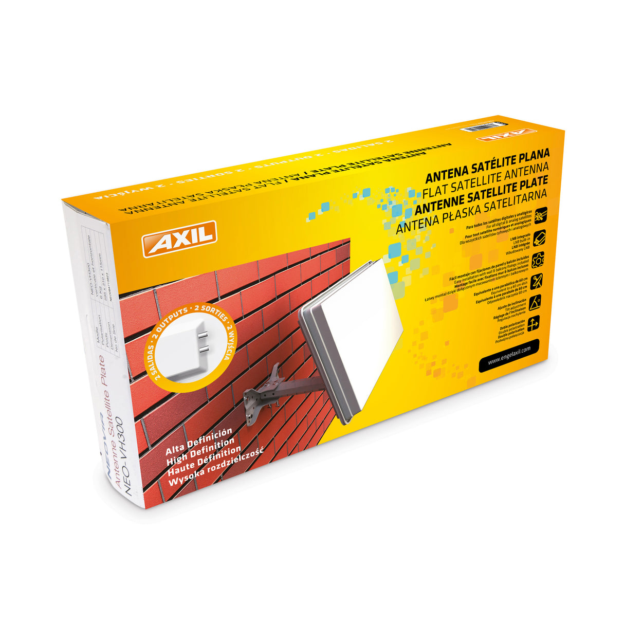 Antena de satélite plana AN7081A de 2 salidas