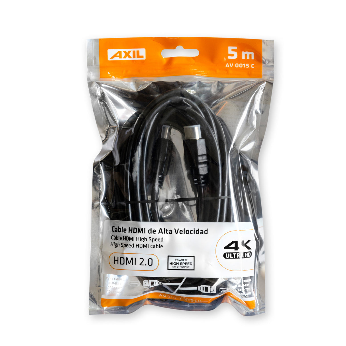 Cable HDMI tipo A de alta definición AV0015C (macho-macho) de 5 m