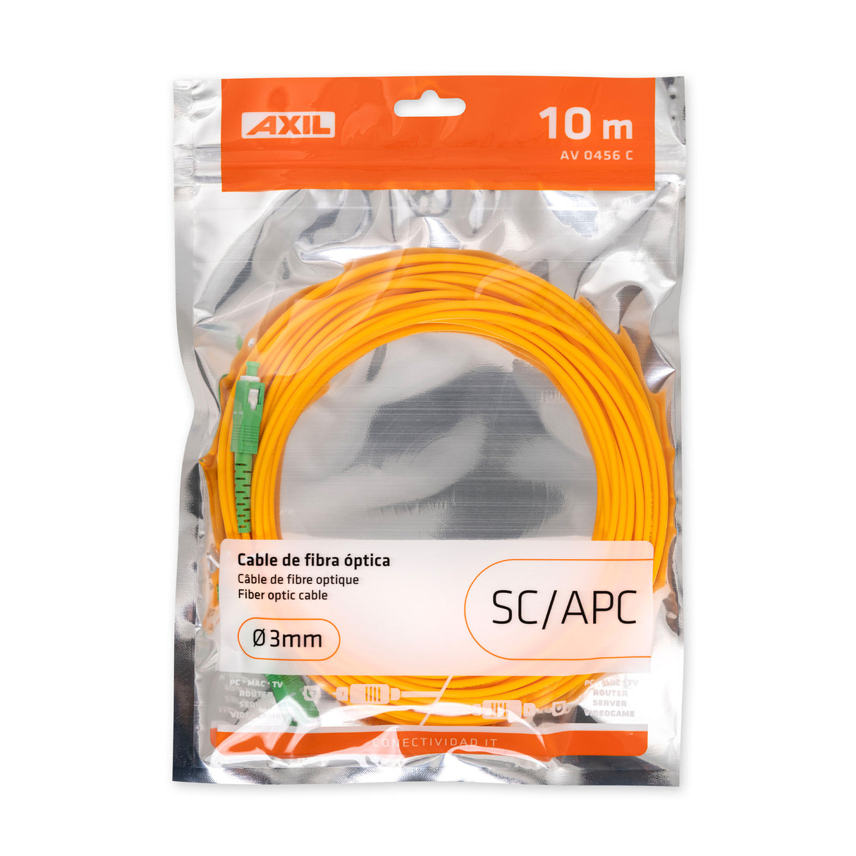 Cable de fibra óptica AV0456C (macho-macho) de 10 m