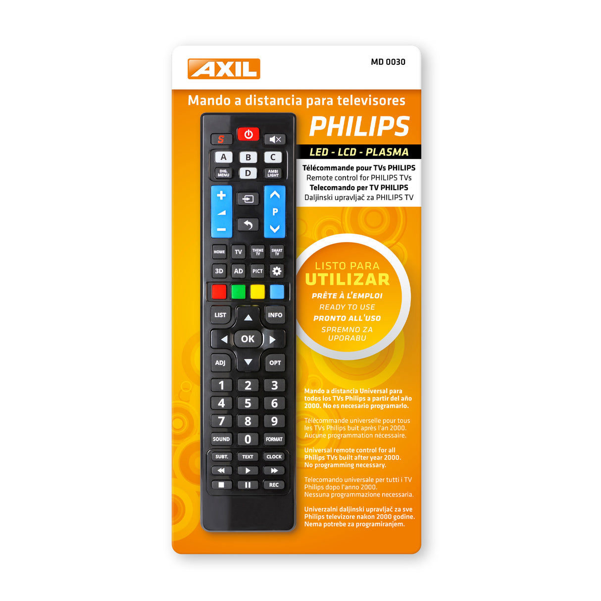 Mando a distancia universal MD0030 para televisores PHILIPS