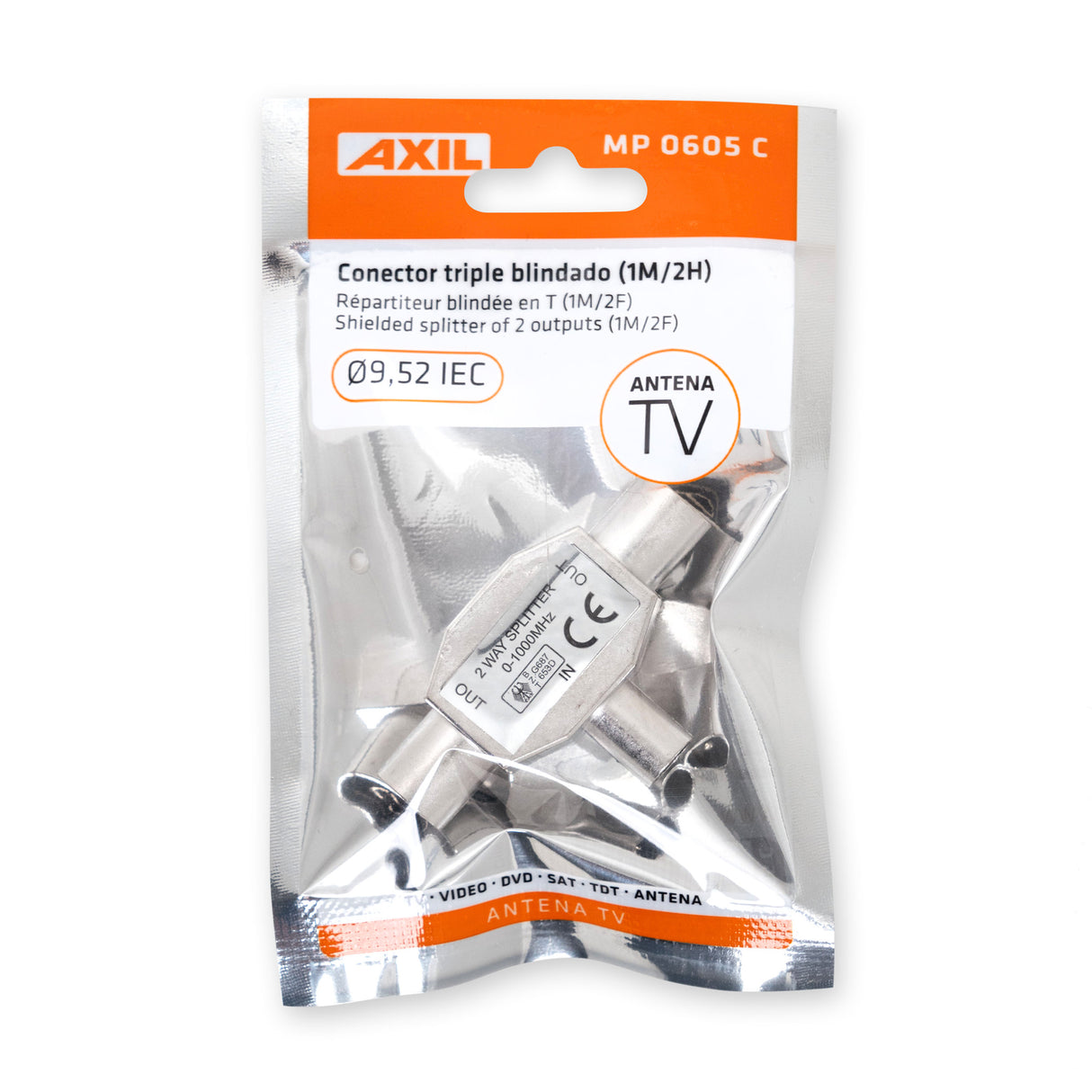 Conector de antena triple (1 macho / 2 hembras) y blindado MP0605C