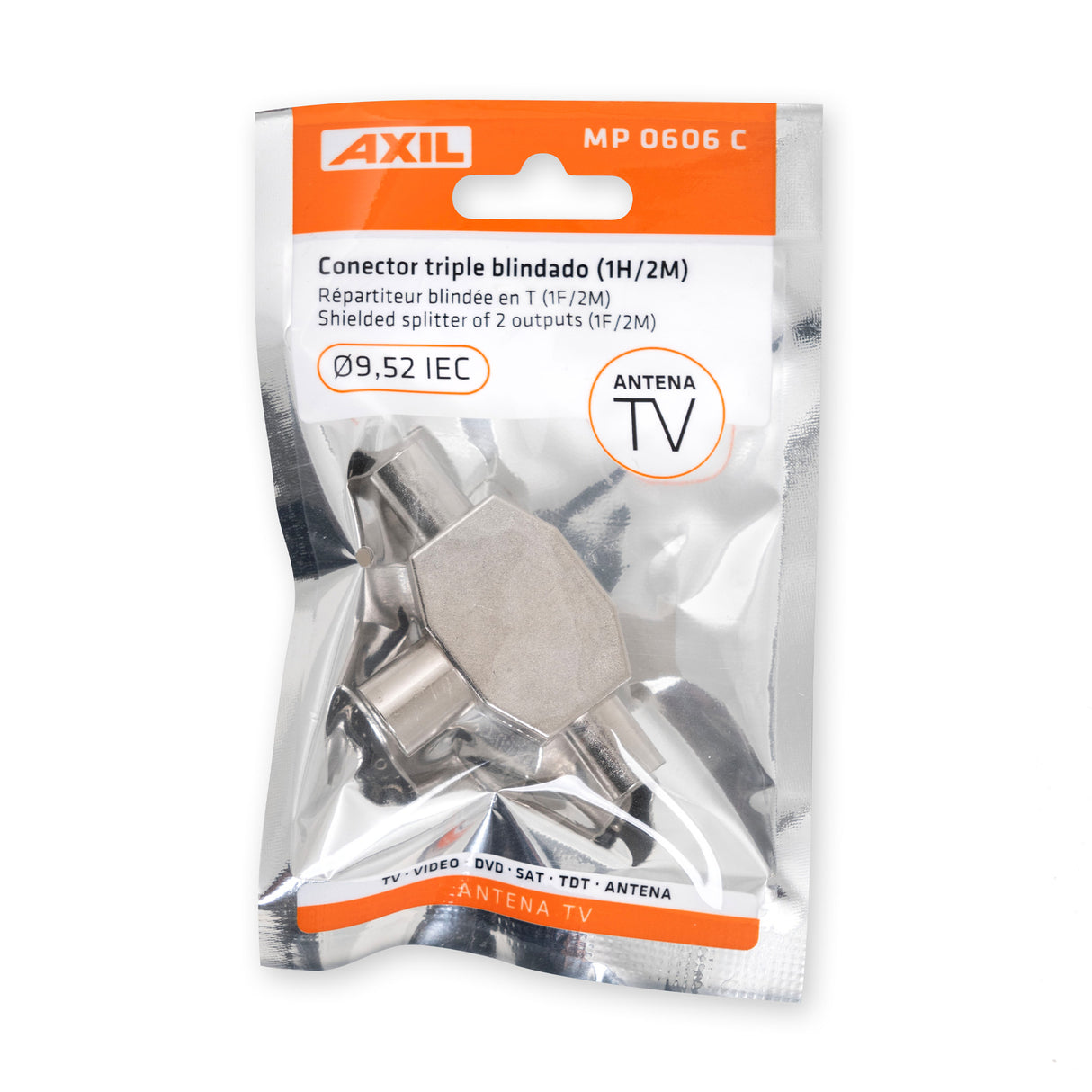 Conector de antena triple (1 hembra / 2 machos) y blindado MP0606C