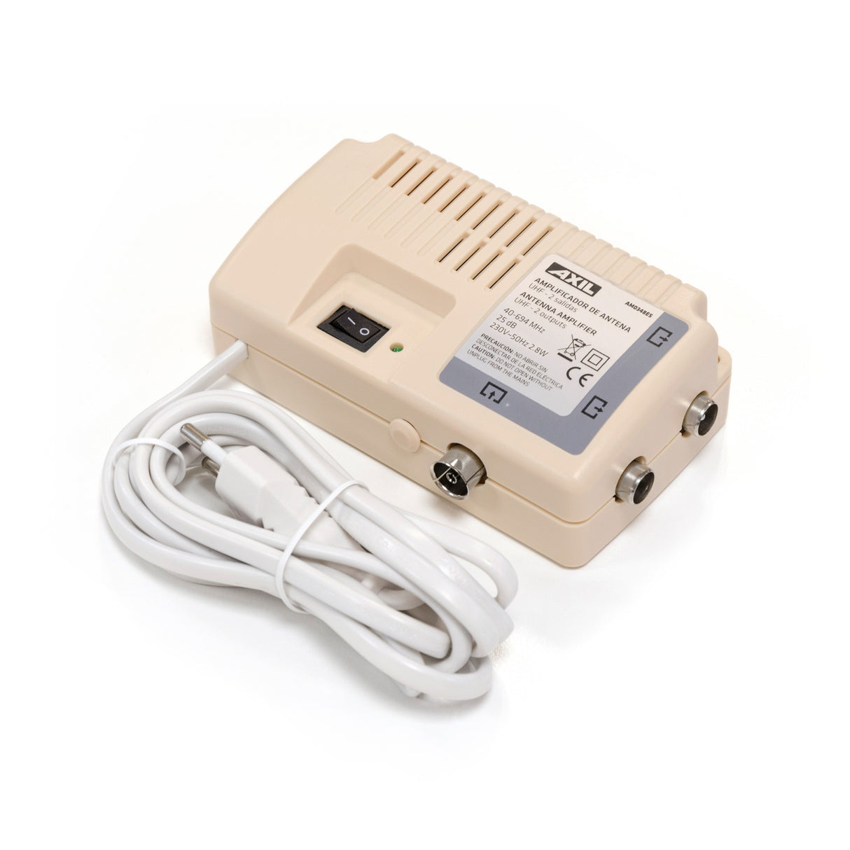 Amplificador TV para interior (UHF/VHF) 2 salidas AM0348E5 con filtro 5G PROTECT