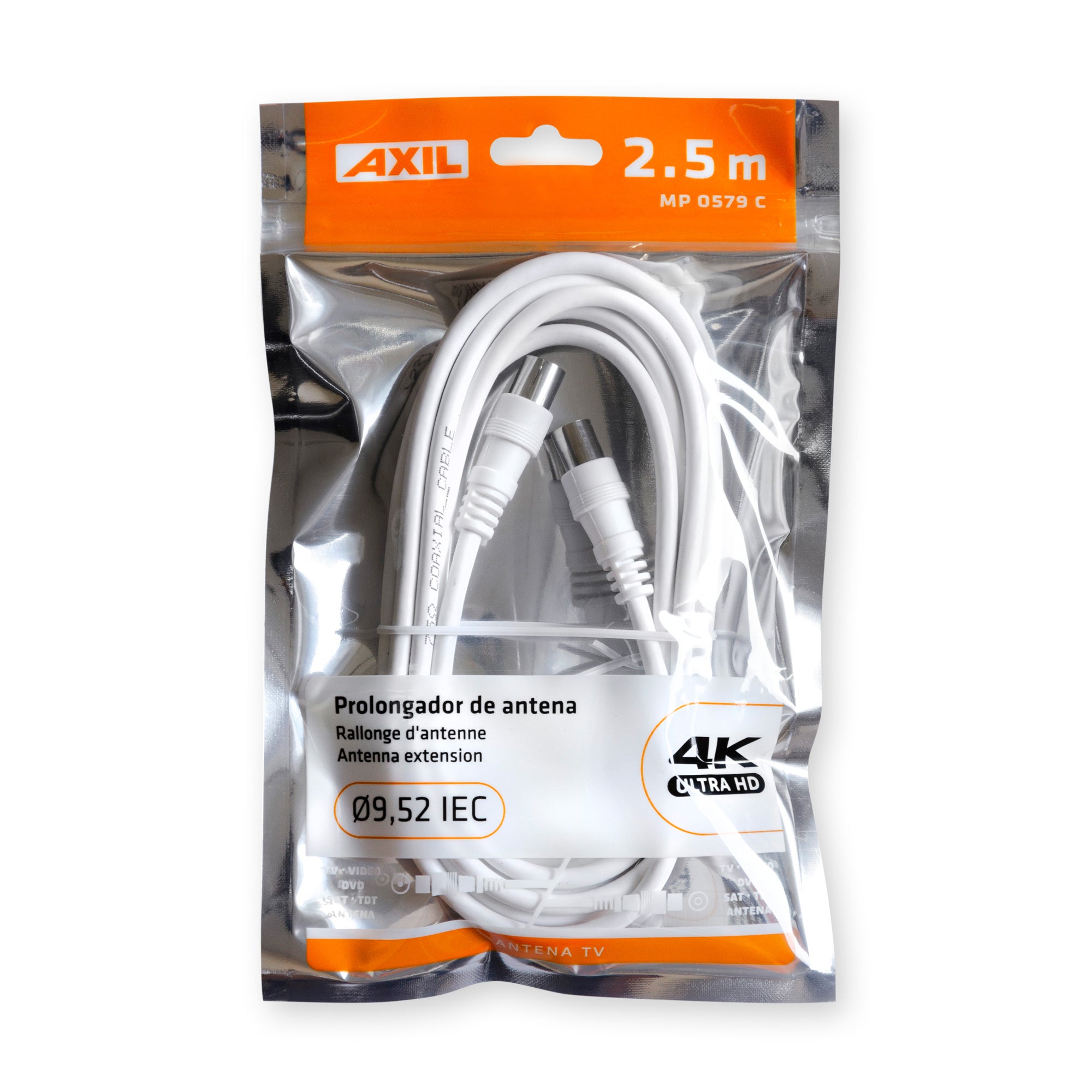 Embalaje Cable Engel Axil MP0579C prolongador de antena 2,5 metros blanco