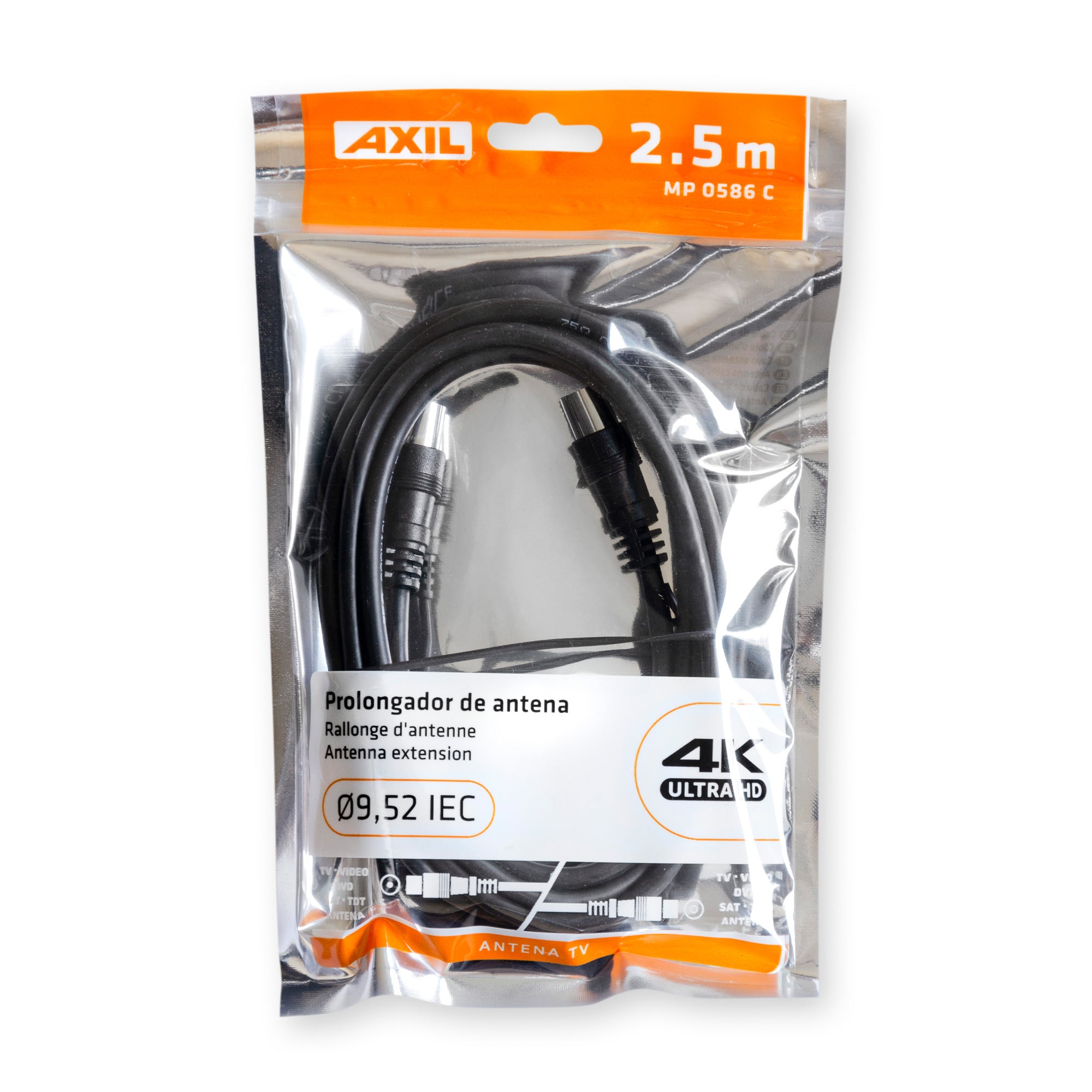 Embalaje Cable Engel Axil MP0586C prolongador de antena 2,5 metros negro